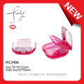 New shiny pink plastic compact powder case